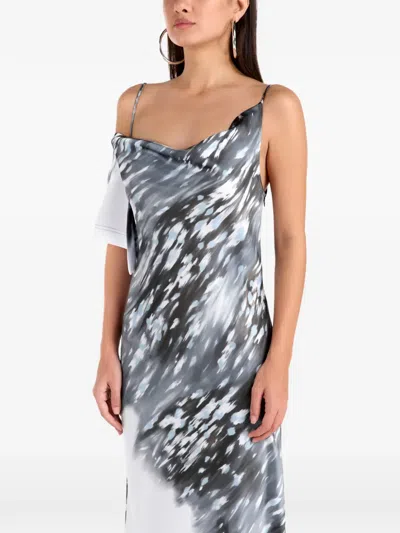 Iro Asymmetric-hem Abstract-print Midi Dress In Multi