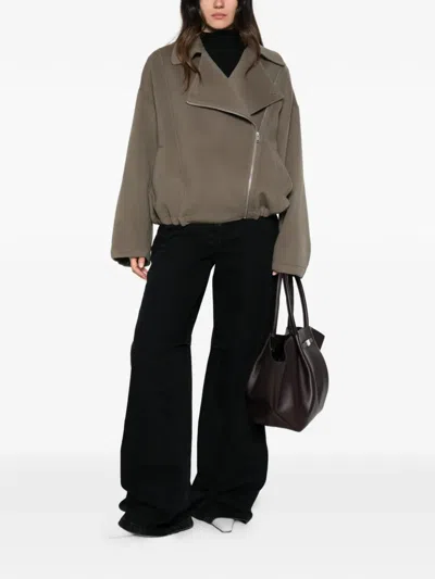 Iro Asymmetric-zip Jacket In Green