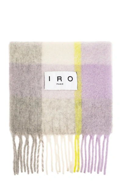 Iro Auray Logo Patch Checked Scarf In Multi