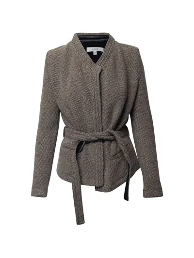 Pre-owned Iro Awa Textured Trimmed Jacket In Brown