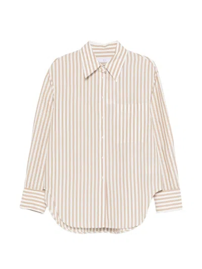 Iro Azaloa Striped Cotton Blouse In Neutral