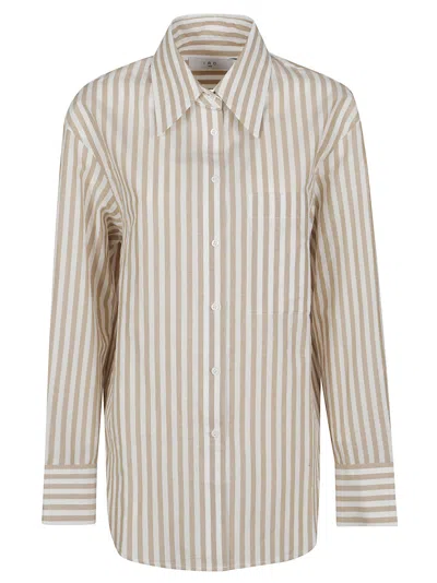 Iro Azaloa Striped Cotton Casual Shirt In Neutral