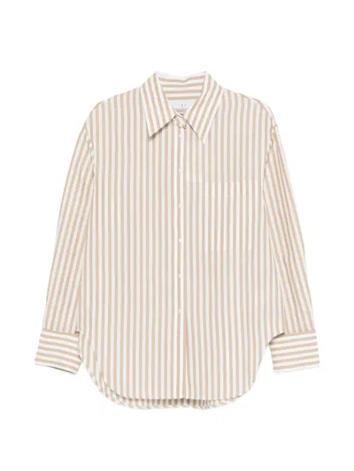 Iro Azaloa Striped Cotton Blouse In Brown