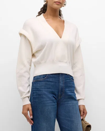 Iro Azura V-neck Merino Wool Sweater In Beige Chiari E Naturali