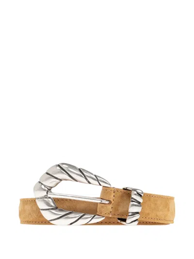 Iro Baby Embella Suede Buckle Belt In Brown