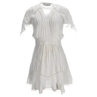 Iro Balco Lace-trimmed Jacquard Mini Dress In White Linen In Gray