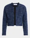 Iro Womens Baluna Round-neck Tweed Jacket Bla57 In Blackblue Denim