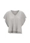 Iro Relaxed Fit V-neck T-shirt With Cropped Hem In Grey