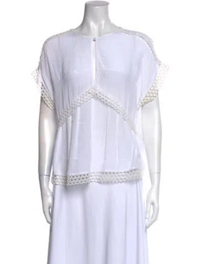 Pre-owned Iro Bateau Neckline Short Sleeve Blouse In White