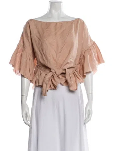 Pre-owned Iro Bateau Neckline Short Sleeve Top In Neutral