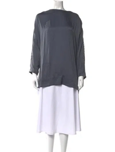 Pre-owned Iro Bateau Neckline Three-quarter Sleeve Top In Gray
