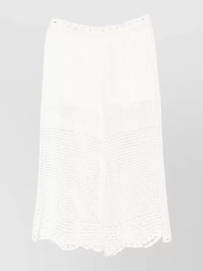 Iro Beachwear Skirt Elastic Waist Crochet Panels In White