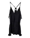 Iro Bellie Lace-detail Ruffled Mini Dress In Black Polyester In Black
