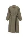 Iro Belted Button-front Coat In Green