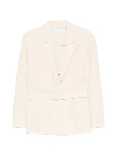 Iro Belted Peak-lapel Single-breasted Blazer In Neutral