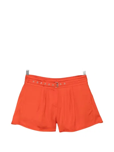 Iro Belted Pleated Shorts In Orange