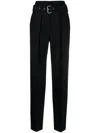 Iro Belted High-waisted Tailored Wool Trousers In Black