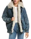 Iro Benton Shearling Collar Jacket In Blue