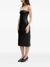 Iro Betti Strapless Leather Bodice Midi Dress In Black