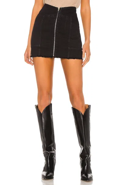 Iro Binda Jean Zipper Skirt In Dark Grey & Black In Brown