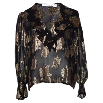 Pre-owned Iro , Black & Gold Labra Lurex Ruffle Blouse