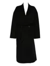 Iro Wool Coat With Belted Waist And Shawl Collar In Black