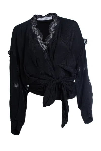 Iro , Black Jarl Wrap Top With Lace