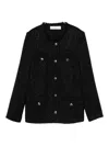 Iro Textured Blazer With Frayed Trim And Pockets In Black