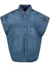 Iro Denim Cotton Overshirt Cap Sleeves