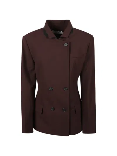 Iro Bluff Double-breasted Fitted Jacket In Burgundy