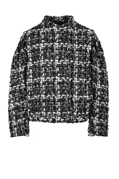 Iro Bouclé Coat - White/black In Multi