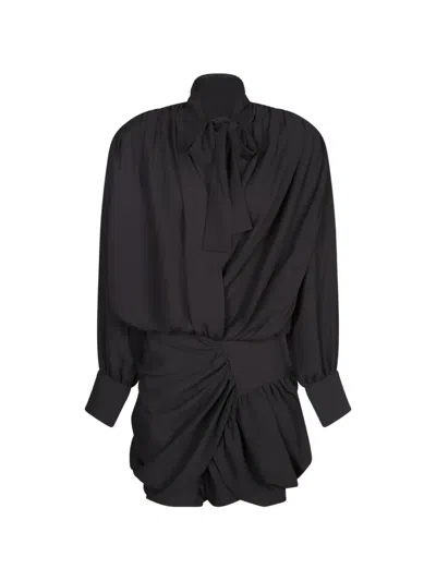 Iro Bounce Pussy-bow Draped Mini Dress In Black