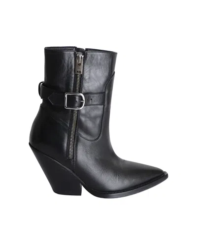 Iro Bozon Buckled Ankle Boots In Black Leather