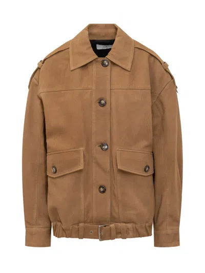 Iro Brown Shirt Collar Jacket