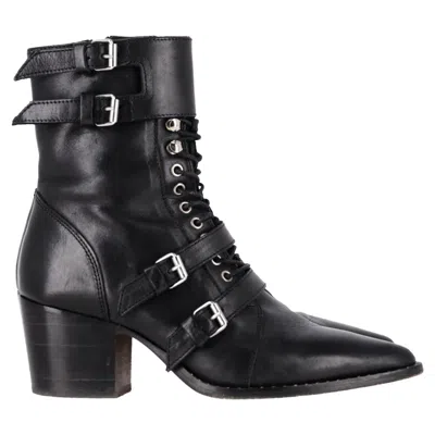 Iro Buckled Lace-up Ankle Boots In Black Leather