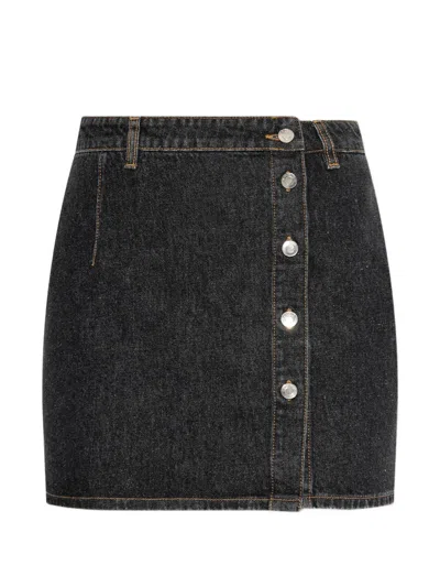 Iro Button-fastening Mini Denim Skirt In Black