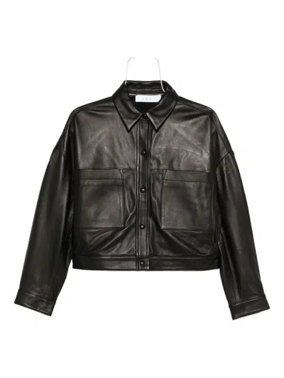 IRO BUTTON-FASTENING PATCH-POCKET LEATHER JACKET
