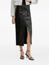 Iro Button-front Leather Midi Skirt In Black
