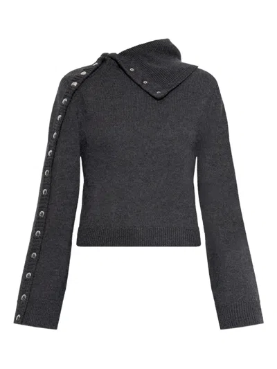 Iro Button High-neck Sweater In Gray