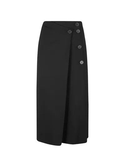 Iro Button-embellished Wrap Midi Skirt In Black