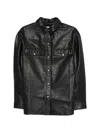 Iro Leather Shirt Cabana Style Buttoned Cuffs In Black