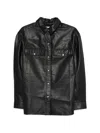 Iro Leather Shirt Cabana Style Buttoned Cuffs In Black