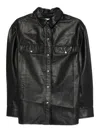 Iro Leather Shirt Cabana Style Buttoned Cuffs In Black
