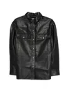 Iro Leather Shirt Cabana Style Buttoned Cuffs In Black