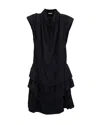 Iro Calcie Day Tiered Mini Dress In Black Rayon In Black