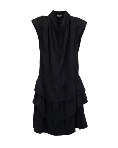 Iro Calcie Day Tiered Mini Dress In Black Rayon