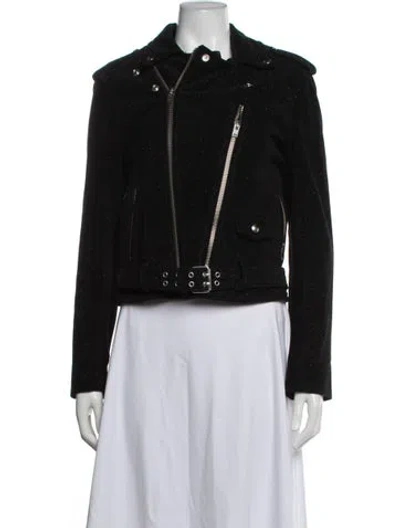 Pre-owned Iro Calf Leather Biker Jacket In Black