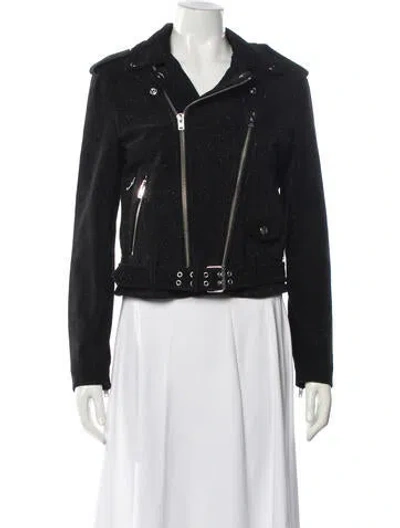 Pre-owned Iro Calf Leather Biker Jacket W/ Tags In Gray