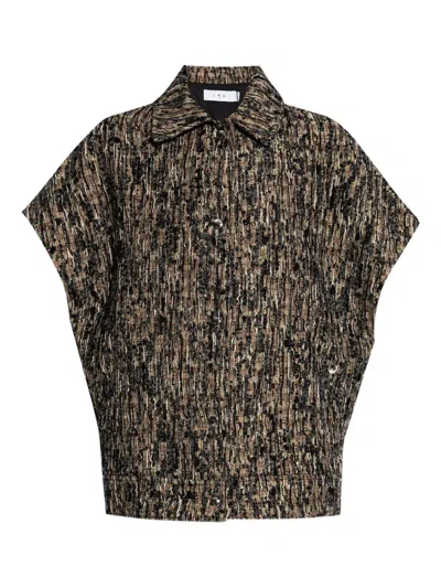 Iro Caliopa Tweed Short-sleeved Jacket In Brown