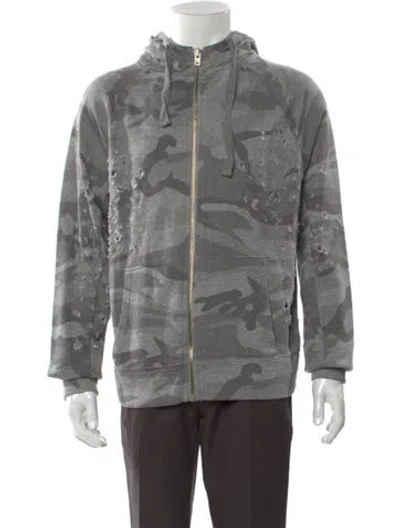 Pre-owned Iro Camouflage Print Mock Neck Hoodie In Gray